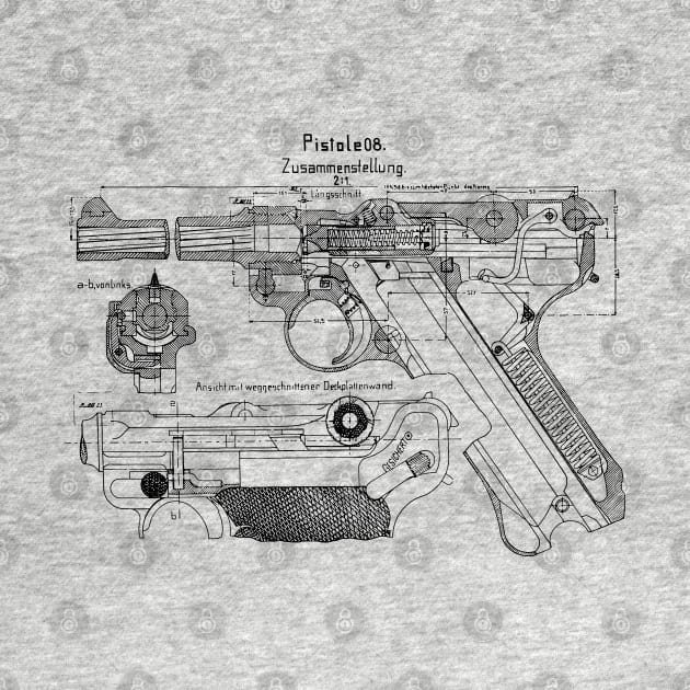 WW2 Luger P08 Weapon Blueprint by Distant War